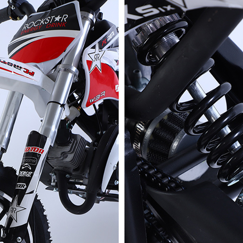 49cc-2-Stroke-Mini-Dirt-Bike-PCA01--Front-and-rear-wheel-damping