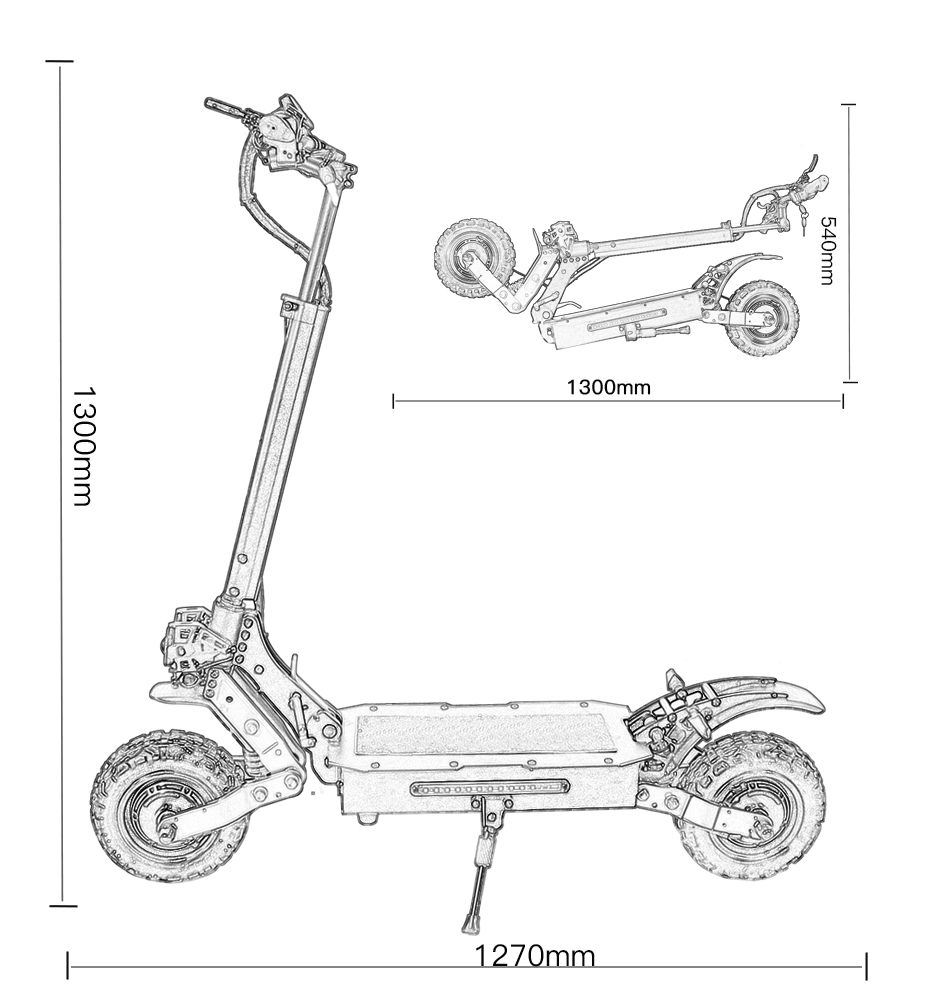Size of off-road electric scooter