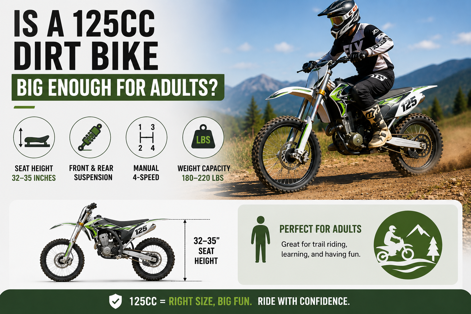 Is a 125cc Dirt Bike Big Enough for Adults